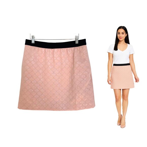 Loft Skirt Women 6 Petite Mini Blush Pink Black Pockets Ann Taylor Metallic - Picture 1 of 12
